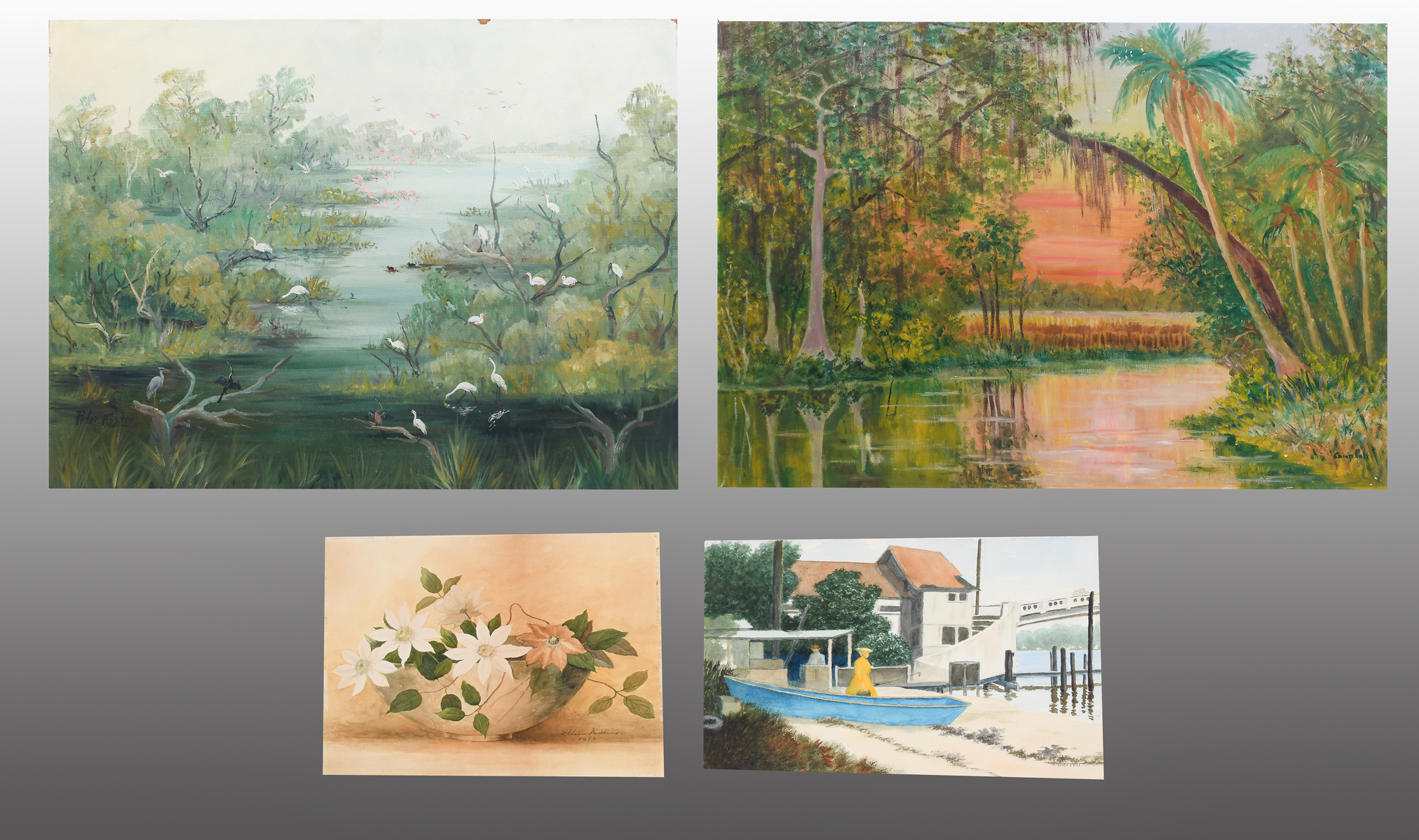 FOUR PIECE FLORIDA PAINTING LOT: To