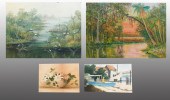 FOUR PIECE FLORIDA PAINTING LO
