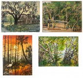 FOUR PIECE FLORIDA PAINTING LO