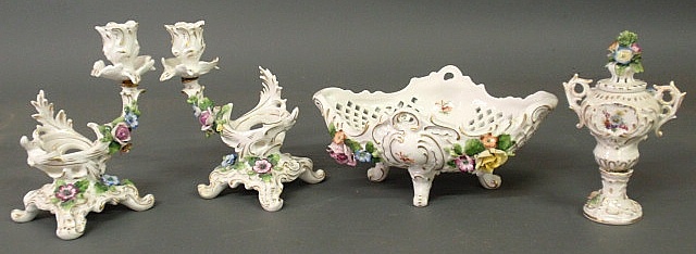 Four-piece German porcelain table