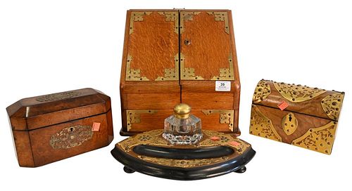 FOUR PIECE GROUP, TO INCLUDE BURL