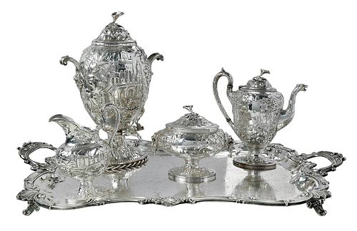 FOUR PIECE KIRK COIN SILVER TEA