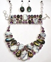 FOUR PIECE LABRADORITE AND STE