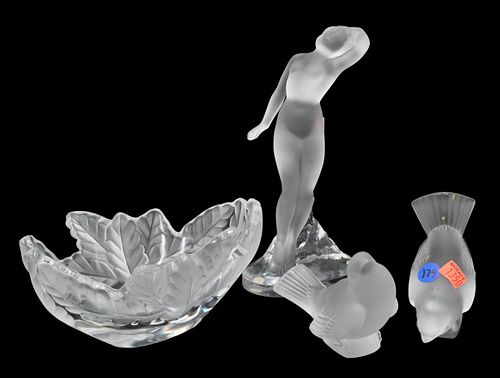 FOUR PIECE LALIQUE GLASS