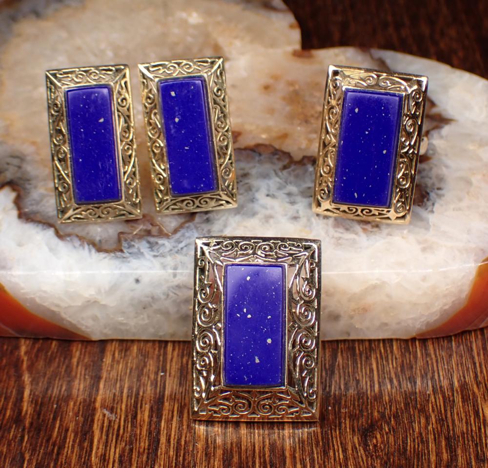 FOUR-PIECE LAPIS LAZULI AND GOLD