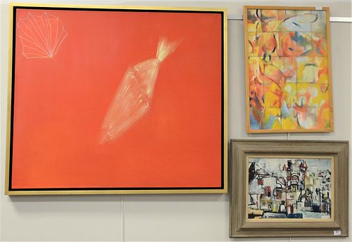 FOUR PIECE LOT OF ABSTRACT ART,