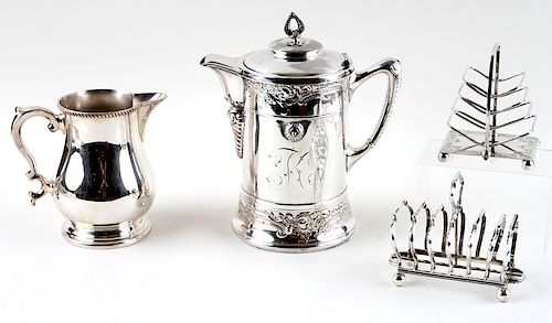 FOUR PIECE LOT OF SILVERPLATE TABLE