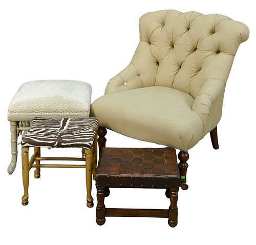 FOUR PIECE LOT, TO INCLUDE A TUFTED