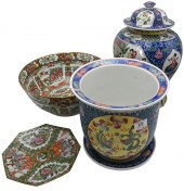 FOUR PIECE PORCELAIN ASIAN GRO