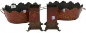 FOUR PIECE RED PAINTED TOLE GR