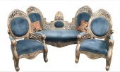 FOUR PIECE SILVERED REPOUSSE S