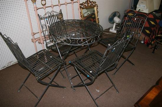 FOUR PIECE STEEL CAFE SET-. round