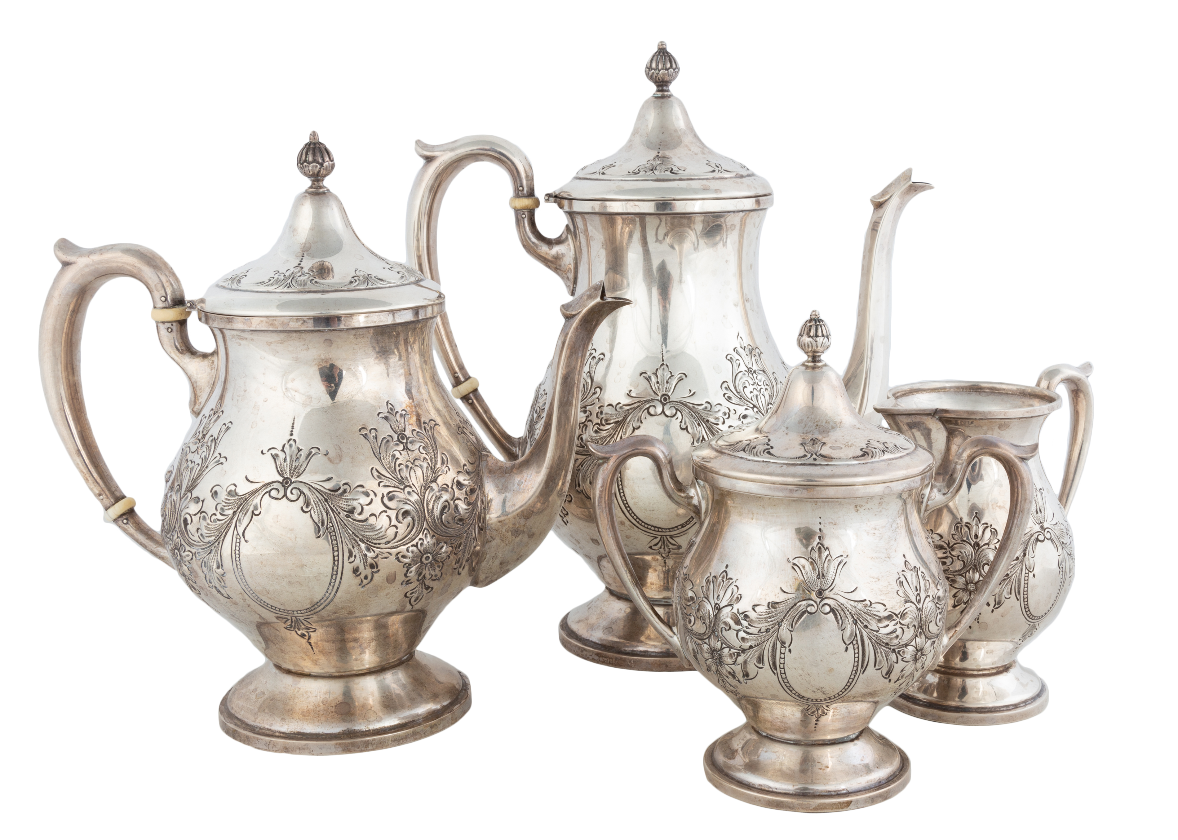 FOUR PIECE STERLING SILVER TEA