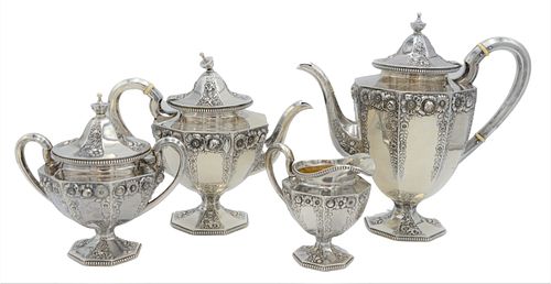 FOUR PIECE STERLING SILVER TEA