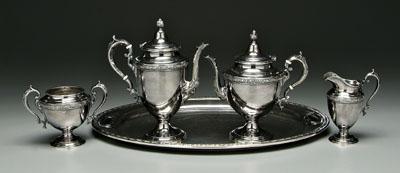 Four piece sterling tea service: