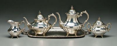 Four piece sterling tea service,