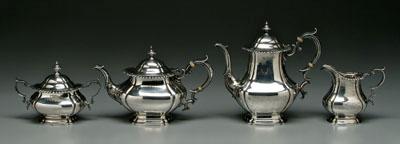 Four-piece sterling tea service: