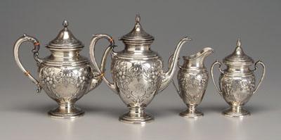Four-piece sterling tea service,
