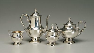 Four-piece sterling tea service,