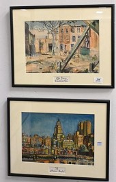 FOUR PIECE WATERCOLOR GROUP BY