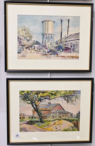FOUR PIECE WATERCOLOR GROUP BY F.