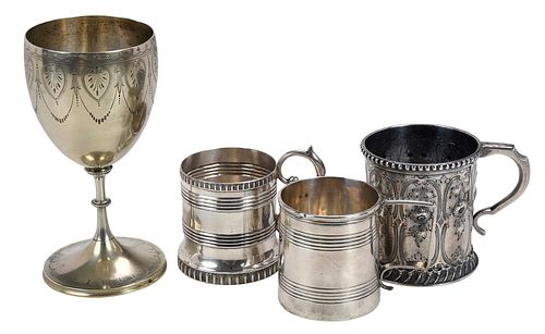 FOUR PIECES AMERICAN COIN SILVER
