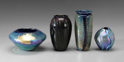 Four pieces art glass, Rick
