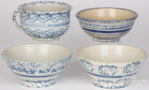 FOUR PIECES BLUE SPONGEWAREThree