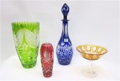 FOUR PIECES BOHEMIAN CUT GLASS