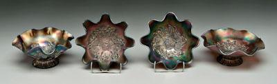 Four pieces carnival glass: all