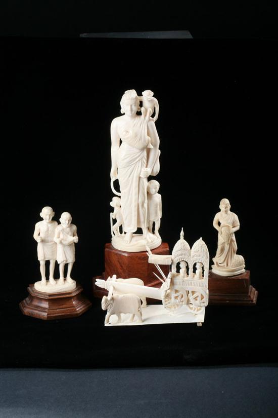 FOUR PIECES INDIAN IVORY.