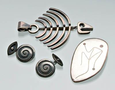 Four pieces Los Castillo jewelry,