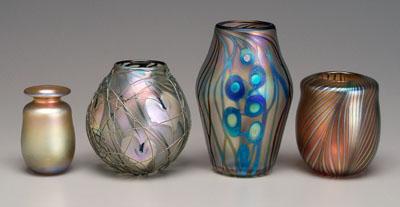 Four pieces Lotton art glass: