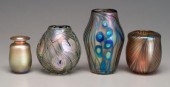 Four pieces Lotton art glass: