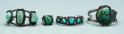Four pieces Navajo jewelry: three