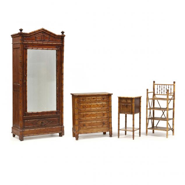 FOUR PIECES OF ANTIQUE FAUX