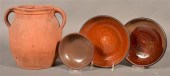 FOUR PIECES OF ANTIQUE REDWARE