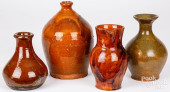 FOUR PIECES OF ANTIQUE REDWARE