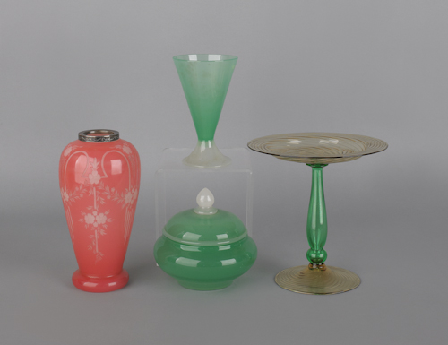 Four pieces of art glass probably