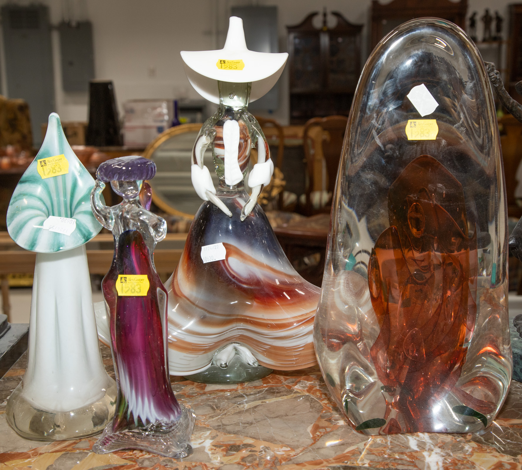 FOUR PIECES OF ART GLASS