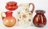 FOUR PIECES OF ART GLASSFour p