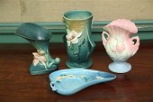 FOUR PIECES OF ART POTTERY. Th