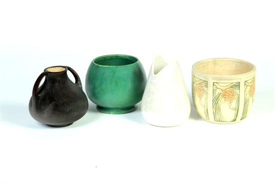 FOUR PIECES OF ART POTTERY.