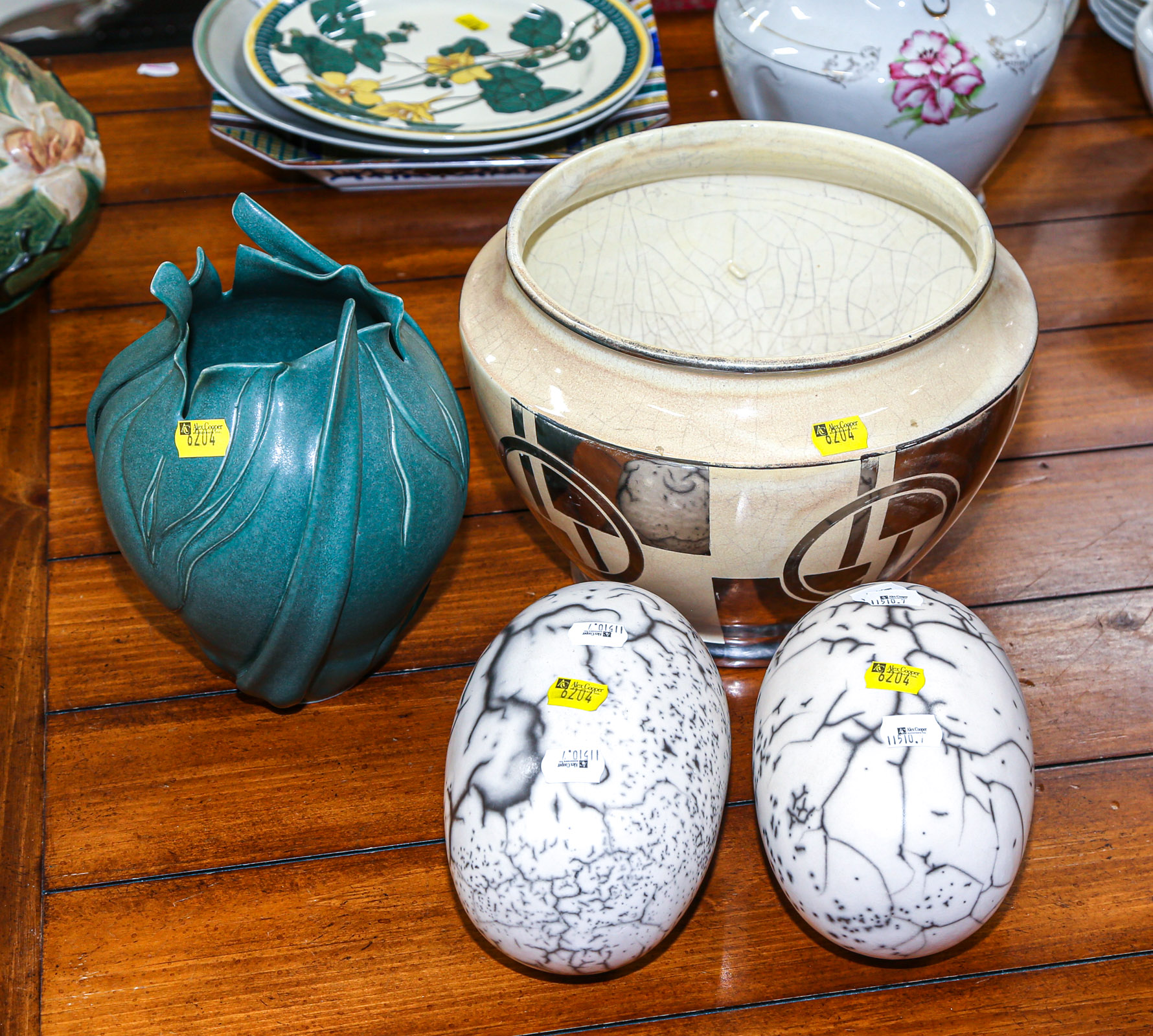 FOUR PIECES OF ART POTTERY