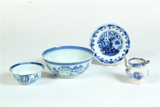 FOUR PIECES OF BLUE AND WHITE