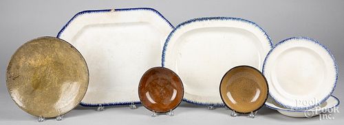 FOUR PIECES OF BLUE FEATHER EDGE