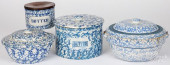 FOUR PIECES OF BLUE SPONGEWARE