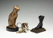 FOUR PIECES OF BRASS AND IRON