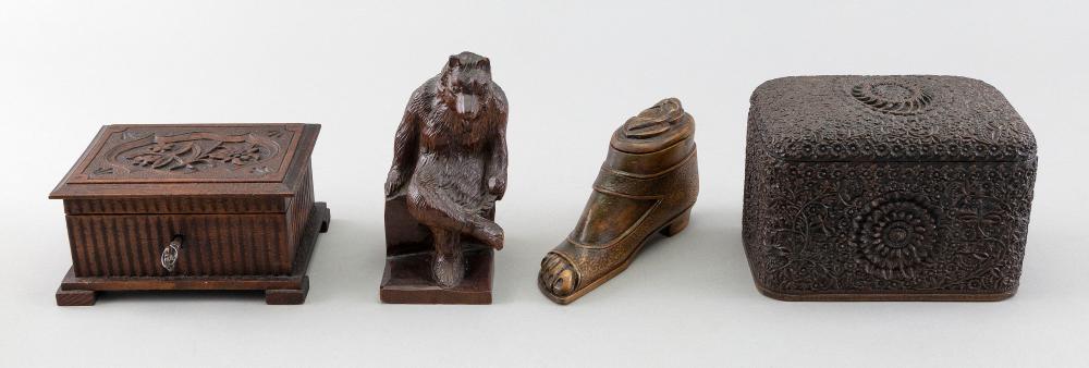 FOUR PIECES OF CARVED WOOD 19TH