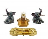 FOUR PIECES OF CAST METAL INCL